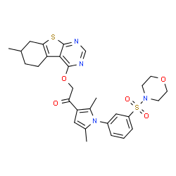 ChemSpider 2D Image | 1-{2,5-Dimethyl-1-[3-(4-morpholinylsulfonyl)phenyl]-1H-pyrrol-3-yl}-2-[(7-methyl-5,6,7,8-tetrahydro[1]benzothieno[2,3-d]pyrimidin-4-yl)oxy]ethanone | C29H32N4O5S2