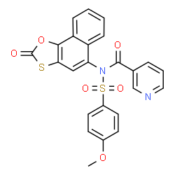 ChemSpider 2D Image | N-[(4-Methoxyphenyl)sulfonyl]-N-(2-oxonaphtho[2,1-d][1,3]oxathiol-5-yl)nicotinamide | C24H16N2O6S2