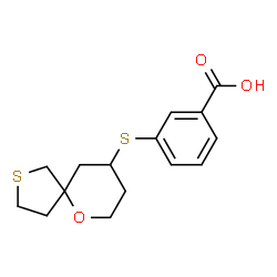 ChemSpider 2D Image | 3-(6-Oxa-2-thiaspiro[4.5]dec-9-ylsulfanyl)benzoic acid | C15H18O3S2
