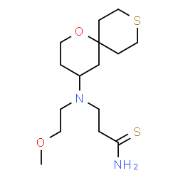 ChemSpider 2D Image | 3-[(2-Methoxyethyl)(1-oxa-9-thiaspiro[5.5]undec-4-yl)amino]propanethioamide | C15H28N2O2S2
