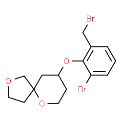 ChemSpider 2D Image | 9-[2-Bromo-6-(bromomethyl)phenoxy]-2,6-dioxaspiro[4.5]decane | C15H18Br2O3