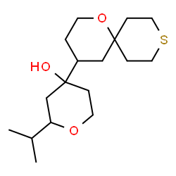 ChemSpider 2D Image | 2-Isopropyl-4-(1-oxa-9-thiaspiro[5.5]undec-4-yl)tetrahydro-2H-pyran-4-ol | C17H30O3S