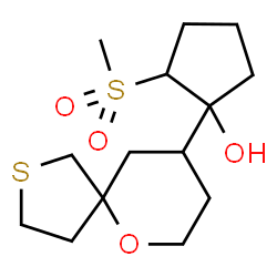 ChemSpider 2D Image | 2-(Methylsulfonyl)-1-(6-oxa-2-thiaspiro[4.5]dec-9-yl)cyclopentanol | C14H24O4S2