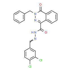 ChemSpider 2D Image | 3-Benzyl-N'-(3,4-dichlorobenzylidene)-4-oxo-3,4-dihydro-1-phthalazinecarbohydrazide | C23H16Cl2N4O2
