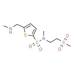ChemSpider 2D Image | N-Methyl-5-[(methylamino)methyl]-N-[2-(methylsulfonyl)ethyl]-2-thiophenesulfonamide | C10H18N2O4S3