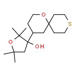 ChemSpider 2D Image | 2,2,5,5-Tetramethyl-3-(1-oxa-9-thiaspiro[5.5]undec-4-yl)tetrahydro-3-furanol | C17H30O3S