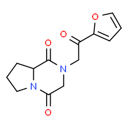 ChemSpider 2D Image | 2-[2-(2-Furyl)-2-oxoethyl]hexahydropyrrolo[1,2-a]pyrazine-1,4-dione | C13H14N2O4