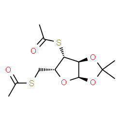 ChemSpider 2D Image | 3,5-Di-S-acetyl-1,2-O-isopropylidene-3,5-dithio-alpha-D-xylofuranose | C12H18O5S2