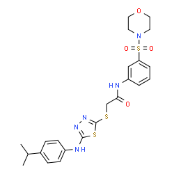 ChemSpider 2D Image | 2-({5-[(4-Isopropylphenyl)amino]-1,3,4-thiadiazol-2-yl}sulfanyl)-N-[3-(4-morpholinylsulfonyl)phenyl]acetamide | C23H27N5O4S3