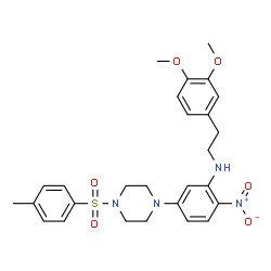 ChemSpider 2D Image | N-[2-(3,4-Dimethoxyphenyl)ethyl]-5-{4-[(4-methylphenyl)sulfonyl]-1-piperazinyl}-2-nitroaniline | C27H32N4O6S
