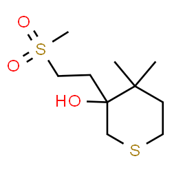 ChemSpider 2D Image | 4,4-Dimethyl-3-[2-(methylsulfonyl)ethyl]tetrahydro-2H-thiopyran-3-ol | C10H20O3S2