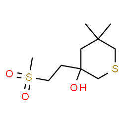 ChemSpider 2D Image | 5,5-Dimethyl-3-[2-(methylsulfonyl)ethyl]tetrahydro-2H-thiopyran-3-ol | C10H20O3S2