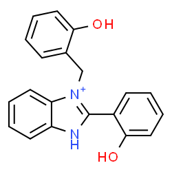 ChemSpider 2D Image | 3-(2-Hydroxybenzyl)-2-(2-hydroxyphenyl)-1H-3,1-benzimidazol-3-ium | C20H17N2O2