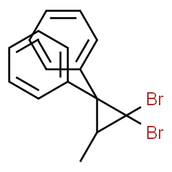 ChemSpider 2D Image | 1,1'-(2,2-Dibromo-3-methyl-1,1-cyclopropanediyl)dibenzene | C16H14Br2