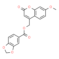 ChemSpider 2D Image | (7-Methoxy-2-oxo-2H-chromen-4-yl)methyl 1,3-benzodioxole-5-carboxylate | C19H14O7