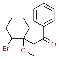 ChemSpider 2D Image | 2-(2-Bromo-1-methoxycyclohexyl)-1-phenylethanone | C15H19BrO2