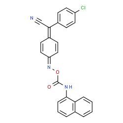 ChemSpider 2D Image | (2E)-(4-Chlorophenyl)[(4E)-4-{[(1-naphthylcarbamoyl)oxy]imino}-2,5-cyclohexadien-1-ylidene]acetonitrile | C25H16ClN3O2
