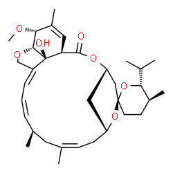ChemSpider 2D Image | (1'R,2R,4'S,5S,6R,8'R,10'Z,13'R,14'Z,16'Z,20'R,21'R,24'S)-24'-Hydroxy-6-isopropyl-21'-methoxy-5,11',13',22'-tetramethyl-3,4,5,6-tetrahydro-2'H-spiro[pyran-2,6'-[3,7,19]trioxatetracyclo[15.6.1.1~4,8~.0
~20,24~]pentacosa[10,14,16,22]tetraen]-2'-one | C34H50O7