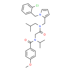 ChemSpider 2D Image | N-{2-[{[1-(2-Chlorobenzyl)-1H-pyrrol-2-yl]methyl}(isobutyl)amino]-2-oxoethyl}-N-isopropyl-4-methoxybenzamide | C29H36ClN3O3