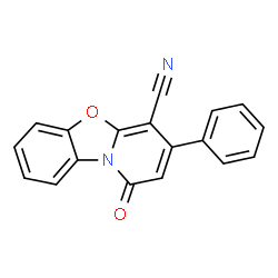 ChemSpider 2D Image | 1-Oxo-3-phenyl-1H-pyrido[2,1-b][1,3]benzoxazole-4-carbonitrile | C18H10N2O2