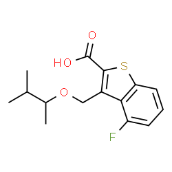 ChemSpider 2D Image | 4-Fluoro-3-{[(3-methyl-2-butanyl)oxy]methyl}-1-benzothiophene-2-carboxylic acid | C15H17FO3S
