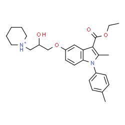 ChemSpider 2D Image | 1-(3-{[3-(Ethoxycarbonyl)-2-methyl-1-(4-methylphenyl)-1H-indol-5-yl]oxy}-2-hydroxypropyl)piperidinium | C27H35N2O4