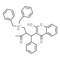 ChemSpider 2D Image | N,N-Dibenzyl-2-[(2-hydroxy-4-oxo-4H-chromen-3-yl)(phenyl)methyl]-3-oxo-1-butanaminium | C34H32NO4