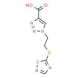 ChemSpider 2D Image | 1-[2-(1,2,4-Thiadiazol-5-ylsulfanyl)ethyl]-1H-1,2,3-triazole-4-carboxylic acid | C7H7N5O2S2
