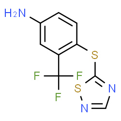ChemSpider 2D Image | 4-(1,2,4-Thiadiazol-5-ylsulfanyl)-3-(trifluoromethyl)aniline | C9H6F3N3S2