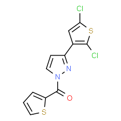 ChemSpider 2D Image | [3-(2,5-Dichloro-3-thienyl)-1H-pyrazol-1-yl](2-thienyl)methanone | C12H6Cl2N2OS2