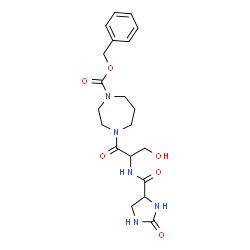 ChemSpider 2D Image | Benzyl 4-{N-[(2-oxo-4-imidazolidinyl)carbonyl]seryl}-1,4-diazepane-1-carboxylate | C20H27N5O6