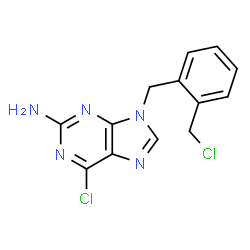 ChemSpider 2D Image | 6-Chloro-9-(2-(chloromethyl)benzyl)-9H-purin-2-amine | C13H11Cl2N5
