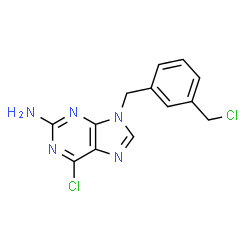 ChemSpider 2D Image | 6-Chloro-9-(3-(chloromethyl)benzyl)-9H-purin-2-amine | C13H11Cl2N5