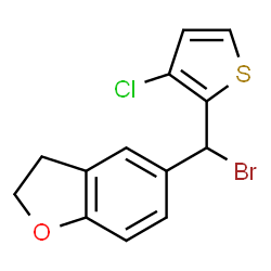 ChemSpider 2D Image | 5-[Bromo(3-chloro-2-thienyl)methyl]-2,3-dihydro-1-benzofuran | C13H10BrClOS