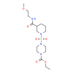 ChemSpider 2D Image | Ethyl 4-({3-[(2-methoxyethyl)carbamoyl]-1-piperidinyl}sulfonyl)-1-piperazinecarboxylate | C16H30N4O6S