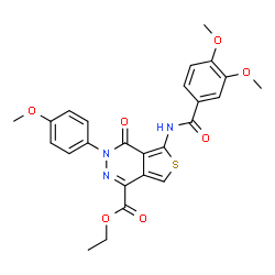 ChemSpider 2D Image | Ethyl 5-[(3,4-dimethoxybenzoyl)amino]-3-(4-methoxyphenyl)-4-oxo-3,4-dihydrothieno[3,4-d]pyridazine-1-carboxylate | C25H23N3O7S