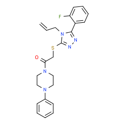 ChemSpider 2D Image | 2-{[4-Allyl-5-(2-fluorophenyl)-4H-1,2,4-triazol-3-yl]sulfanyl}-1-(4-phenyl-1-piperazinyl)ethanone | C23H24FN5OS