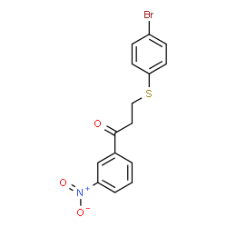 ChemSpider 2D Image | 3-((4-BROMOPHENYL)SULFANYL)-1-(3-NITROPHENYL)-1-PROPANONE | C15H12BrNO3S