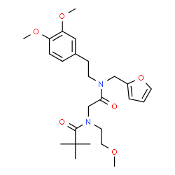 ChemSpider 2D Image | N-(2-{[2-(3,4-Dimethoxyphenyl)ethyl](2-furylmethyl)amino}-2-oxoethyl)-N-(2-methoxyethyl)-2,2-dimethylpropanamide | C25H36N2O6