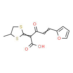 ChemSpider 2D Image | 5-(2-Furyl)-2-(4-methyl-1,3-dithiolan-2-ylidene)-3-oxo-4-pentenoic acid | C13H12O4S2