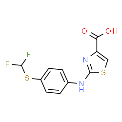 ChemSpider 2D Image | 2-({4-[(Difluoromethyl)sulfanyl]phenyl}amino)-1,3-thiazole-4-carboxylic acid | C11H8F2N2O2S2
