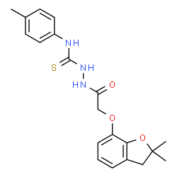 ChemSpider 2D Image | 2-{[(2,2-Dimethyl-2,3-dihydro-1-benzofuran-7-yl)oxy]acetyl}-N-(4-methylphenyl)hydrazinecarbothioamide | C20H23N3O3S