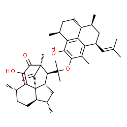 ChemSpider 2D Image | (1S,5S,8R,9S,11S,12S,14S)-3-Hydroxy-14-(2-{[(1S,3S,7S,9aR)-6-hydroxy-1,4,7-trimethyl-3-(2-methyl-1-propen-1-yl)-2,3,7,8,9,9a-hexahydro-1H-phenalen-5-yl]oxy}-2-propanyl)-1,5,9-trimethyltetracyclo[9.2.1
.0~4,12~.0~8,12~]tetradec-3-ene-2,13-dione | C40H54O5