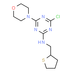 ChemSpider 2D Image | 4-Chloro-6-(4-morpholinyl)-N-(tetrahydro-2-thiophenylmethyl)-1,3,5-triazin-2-amine | C12H18ClN5OS