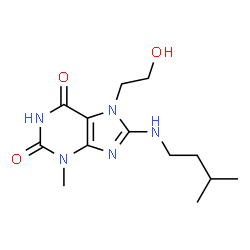 ChemSpider 2D Image | 7-(2-Hydroxyethyl)-3-methyl-8-[(3-methylbutyl)amino]-3,7-dihydro-1H-purine-2,6-dione | C13H21N5O3