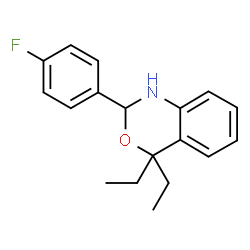 ChemSpider 2D Image | 4,4-Diethyl-2-(4-fluorophenyl)-1,4-dihydro-2H-3,1-benzoxazine | C18H20FNO