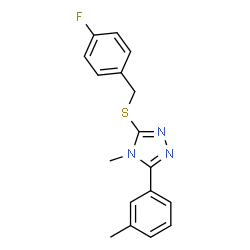 ChemSpider 2D Image | 4-fluorobenzyl 4-methyl-5-(3-methylphenyl)-4H-1,2,4-triazol-3-yl sulfide | C17H16FN3S