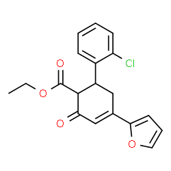 ChemSpider 2D Image | Ethyl 6-(2-chlorophenyl)-4-(2-furyl)-2-oxo-3-cyclohexene-1-carboxylate | C19H17ClO4