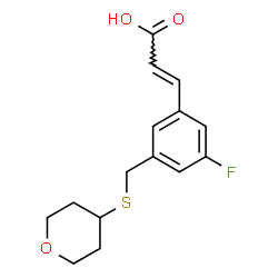ChemSpider 2D Image | (2E)-3-{3-Fluoro-5-[(tetrahydro-2H-pyran-4-ylsulfanyl)methyl]phenyl}acrylic acid | C15H17FO3S