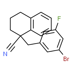 ChemSpider 2D Image | 1-(3-Bromo-5-fluorobenzyl)-1,2,3,4-tetrahydro-1-naphthalenecarbonitrile | C18H15BrFN